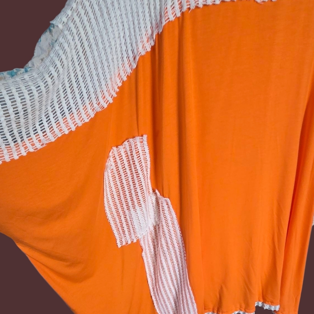 POL NWT Orange Floral Patchwork Tunic Kimono Top,… - image 9